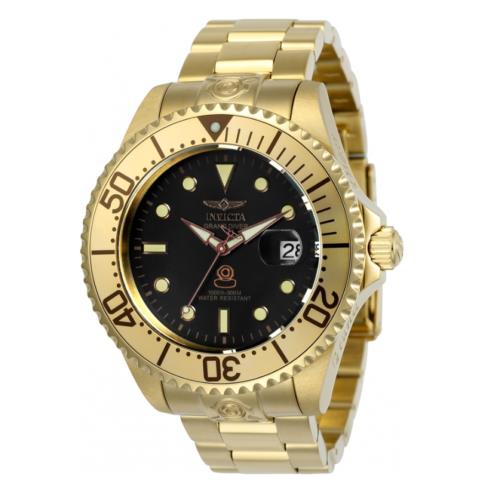Invicta Grand Diver Automatic 24766 Men`s 47mm Gold Black Dial Pro Diver Watch - Black Dial, Gold Band, Gold Bezel