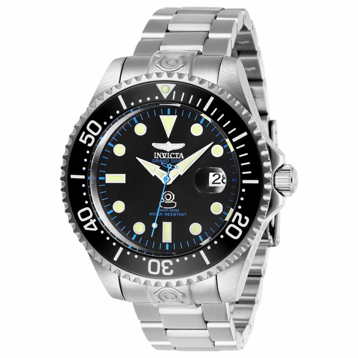 Invicta Men`s Automatic Watch Pro Diver Black Dial Silver Tone Bracelet 27610