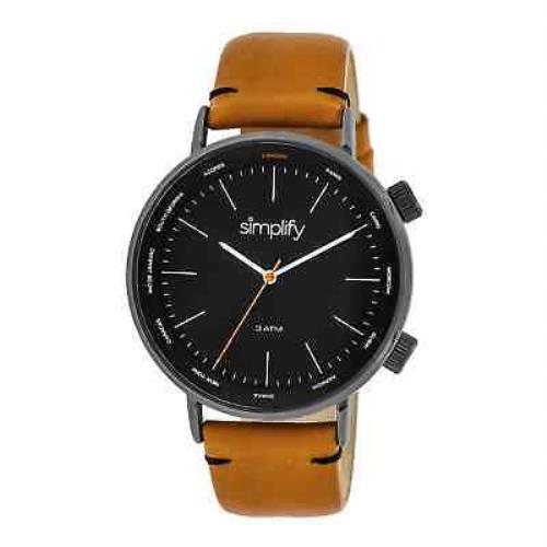 Simplify The 3300 Black Dial Orange Leather Watch SIM3307 - Black Dial, Orange Band