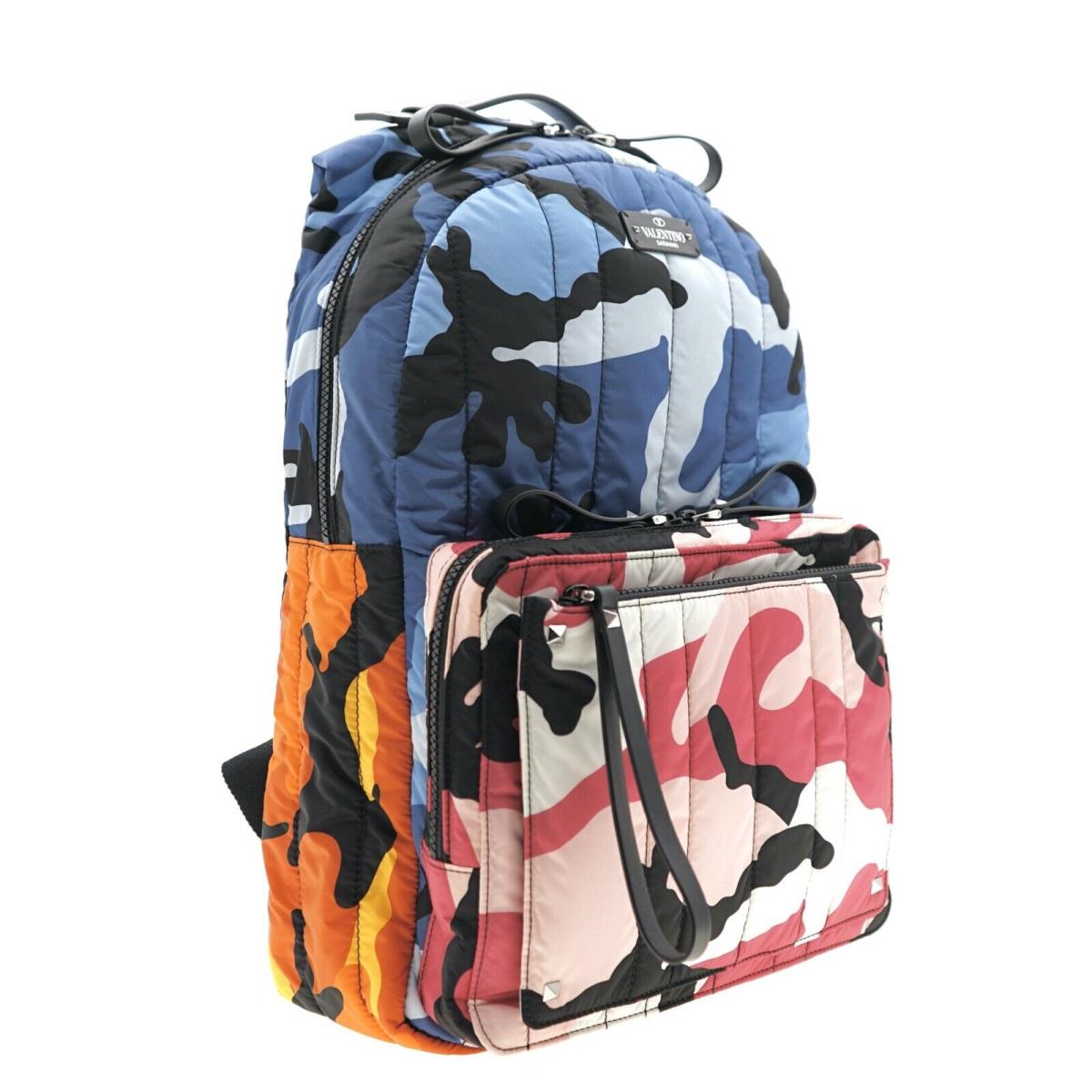 Valentino Garavani Camushuffle Backpack Quilted Nylon Multicolor