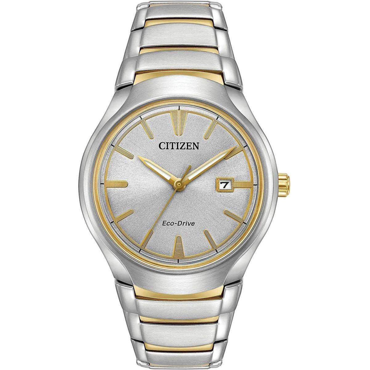 Citizen Eco-drive Paradigm AW1554-59H Two Tone Silver Date Dial Mens Dress Watch