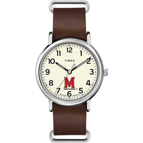 Timex Tribute Men`s Collegiate Weekender 40mm Quartz Leather Strap Brown 20