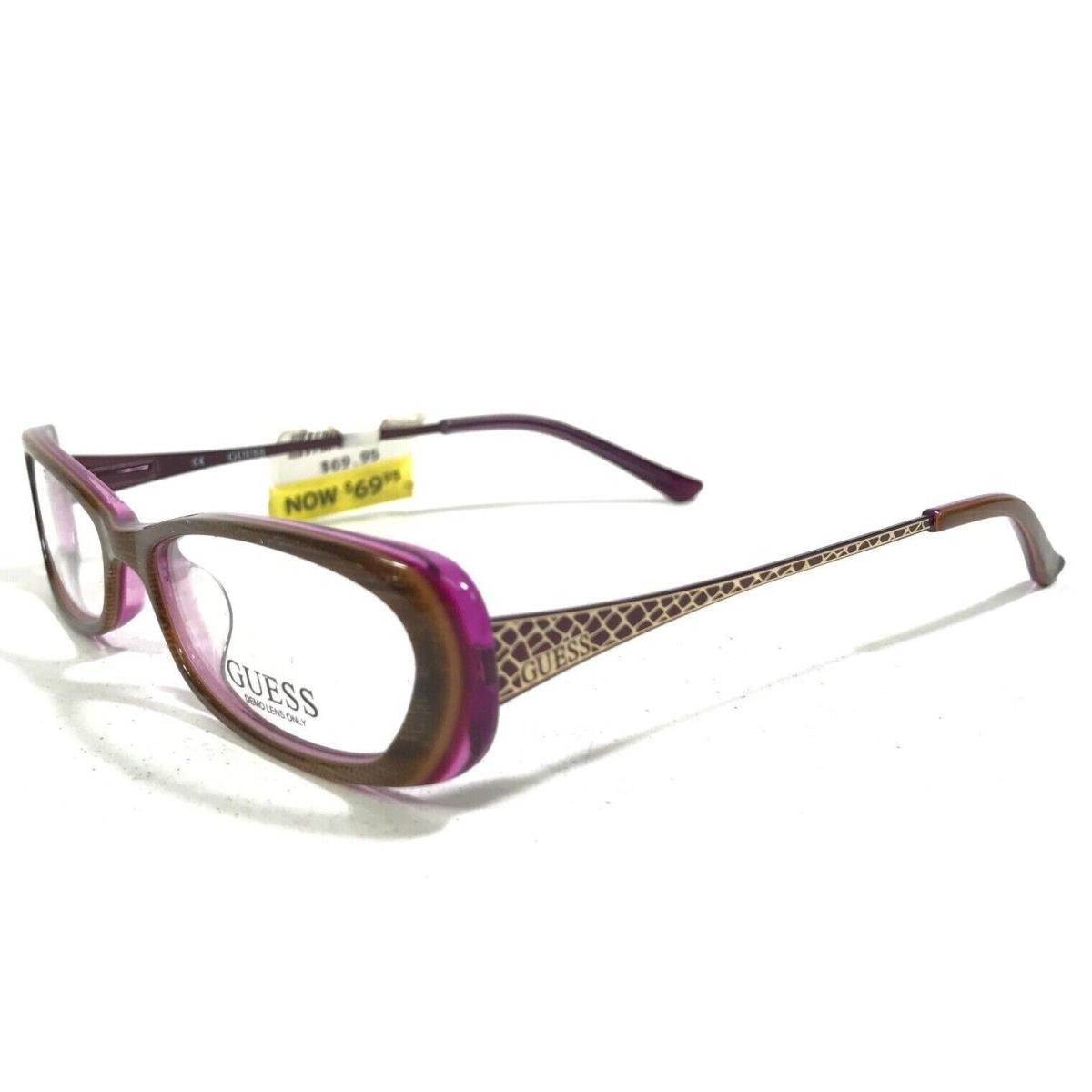 Guess GU 2271 Brn Eyeglasses Frames Brown Purple Rectangular Cat Eye 52-15-140