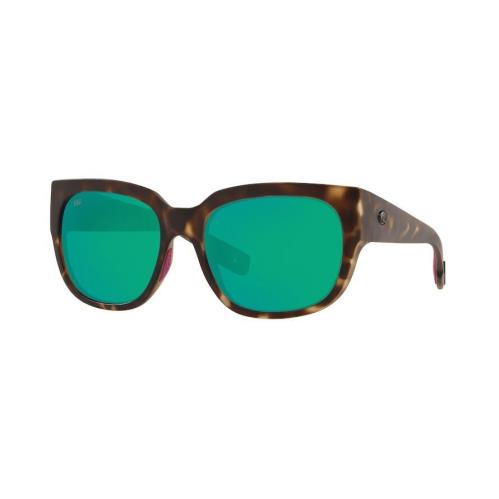 Costa Del Mar Waterwoman 6s9019 Sunglasses 580G Matte Tortoise /green Mirror - Matte Shadow Tortoise Frame, Green Lens