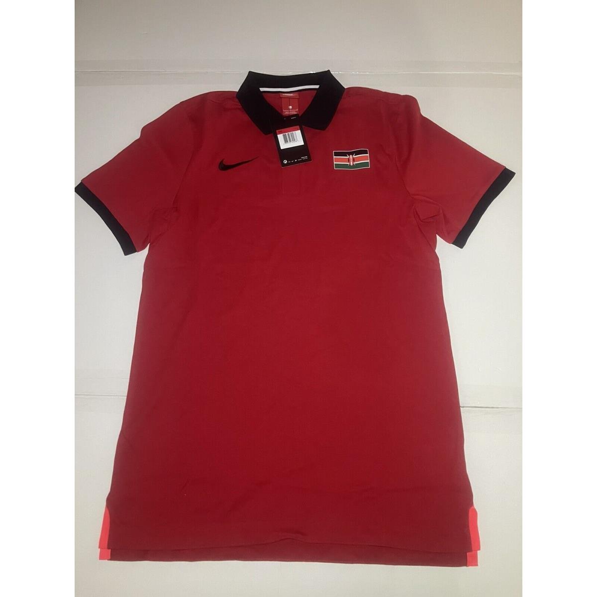 Nike Kenya Pro Elite Olympics Red Polo 812185-611 Men Size L