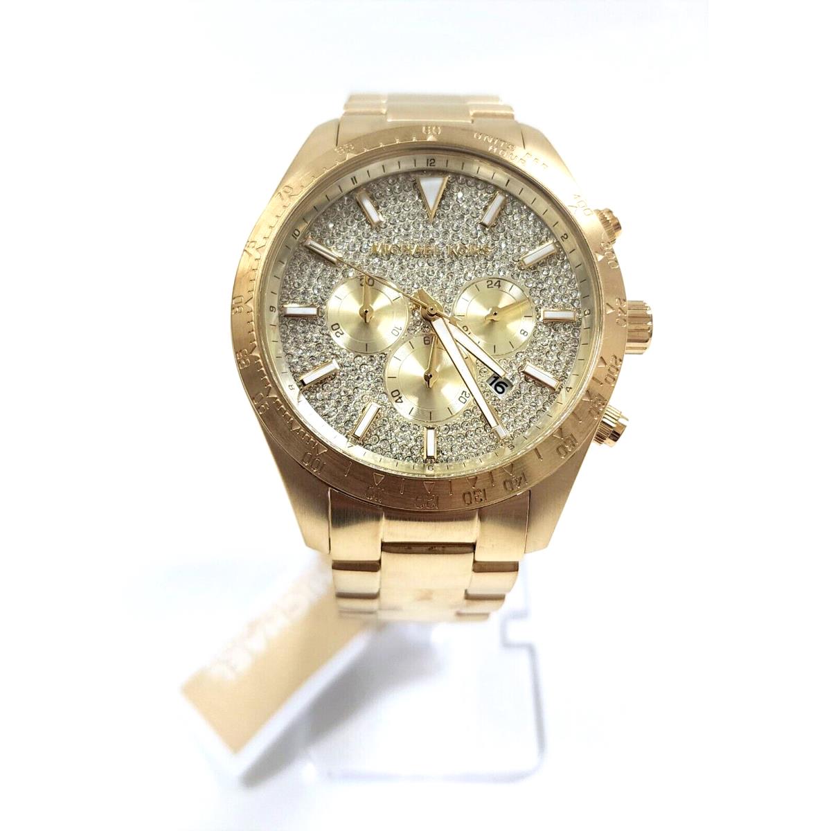 Michael Kors Layton Gold Tone S/s Chronograph All Crystal Dial Watch MK8873