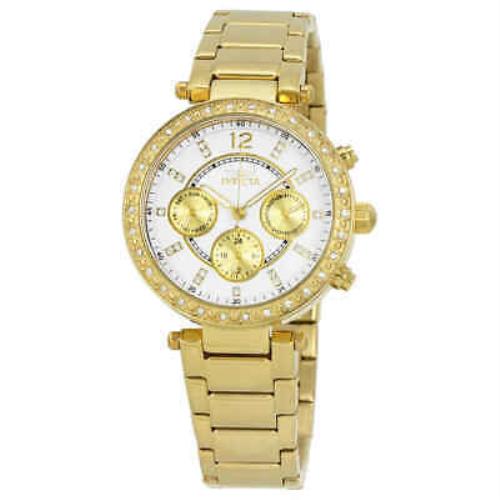 Invicta Angel Multi-function Silver Dial Ladies Watch 21387 - Silver Dial, Gold-plated Band