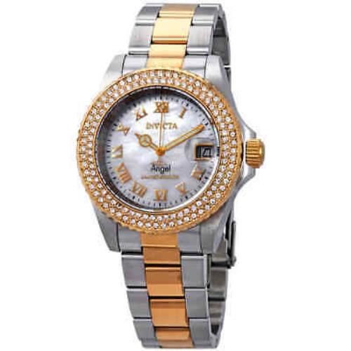 Invicta Angel Mop Dial Ladies Two Tone Watch 24616 - Mother of Pearl Dial, Two-tone (Silver-tone and Yellow Gold-plated) Band