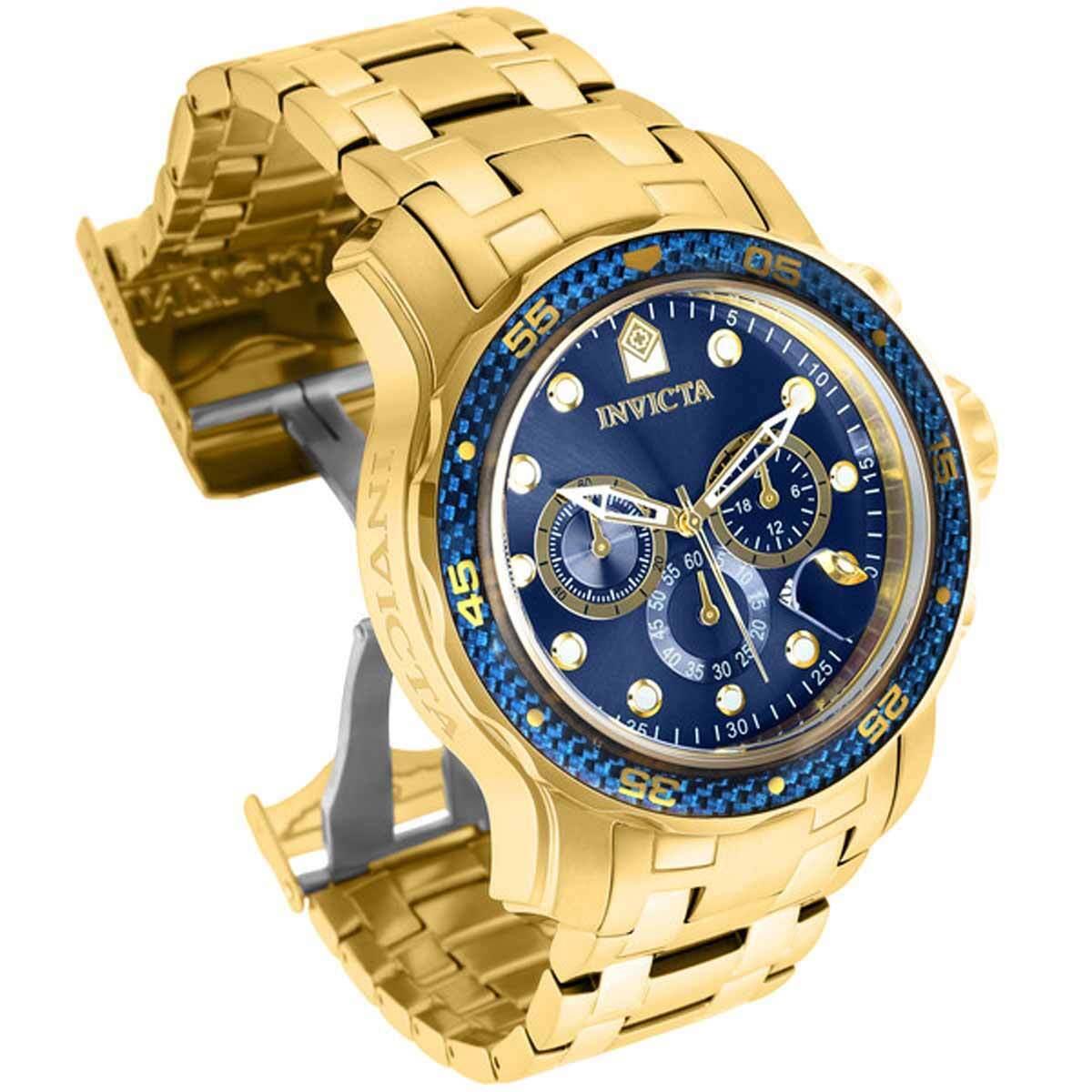 Invicta Men`s Watch Pro Diver Quartz Chronograph Yellow Gold Bracelet 35397