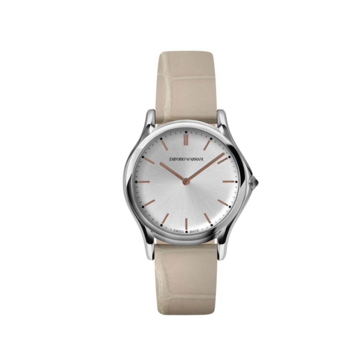 Emporio Armani ARS7005 Swiss Made Women`s Watch White Croc Band