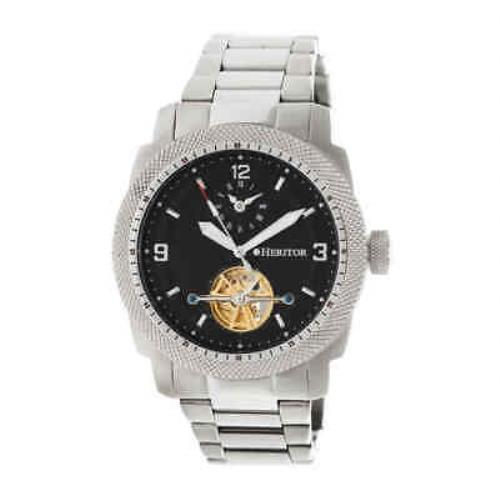 Heritor Helmsley Black Dial Stainless Steel Automatic Men`s Watch HR5002