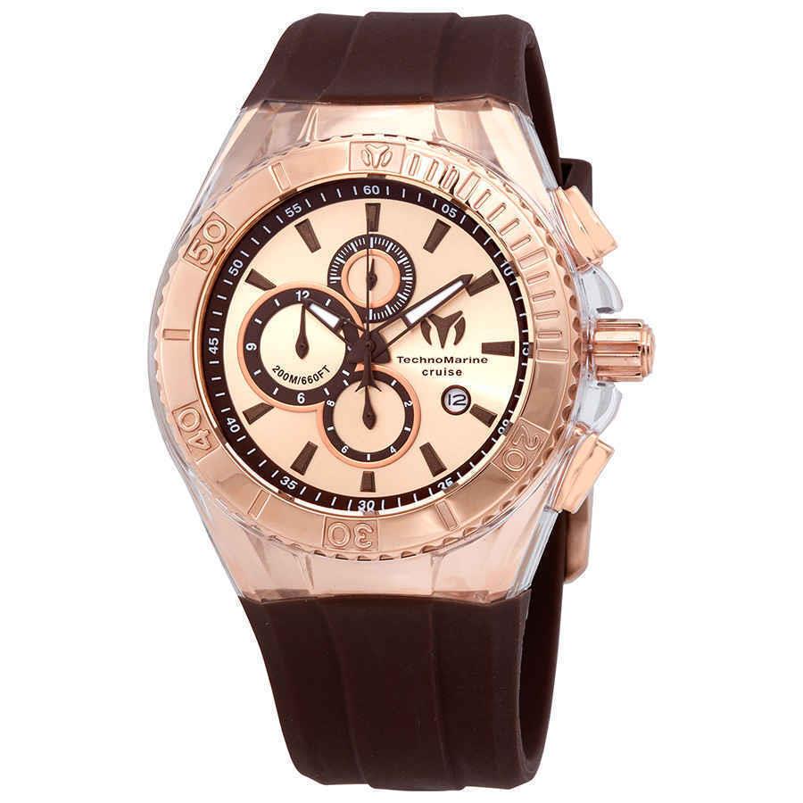 Technomarine Cruise Star Rose Dial Brown Silicone Men`s Watch 115217