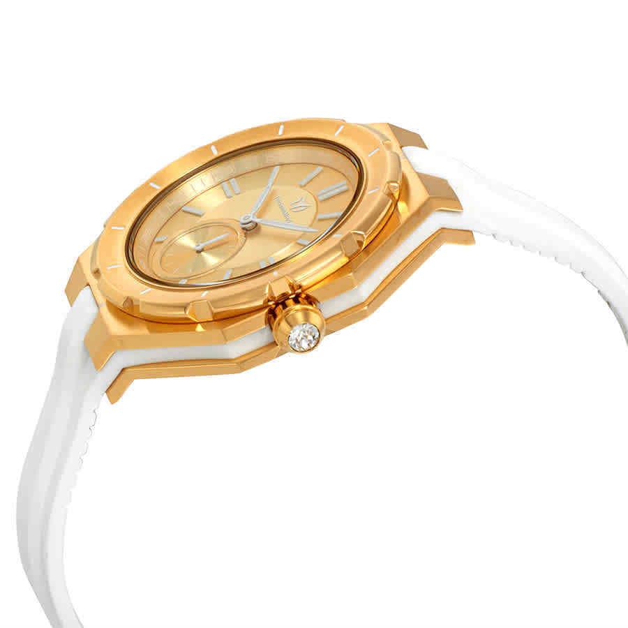 Technomarine Cruise Sea Gold Dial Ladies Watch TM-118005 - Dial: Gold, Band: White, Bezel: Gold-tone