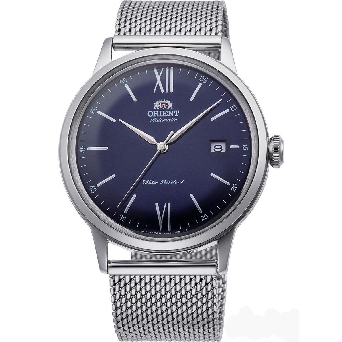 Orient Automatic Dress Blue Dial Mesh Bracelet RA-AC0019L10B Men`s Round Watch