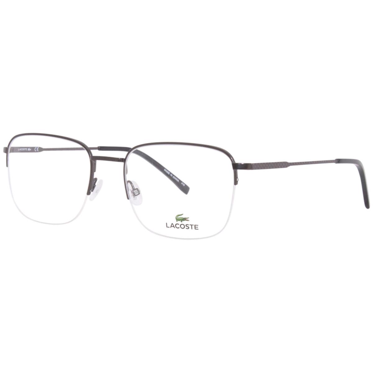 Lacoste L2254 003 Eyeglasses Frame Men`s Matte Dark Gunmetal/black Semi Rim 55mm