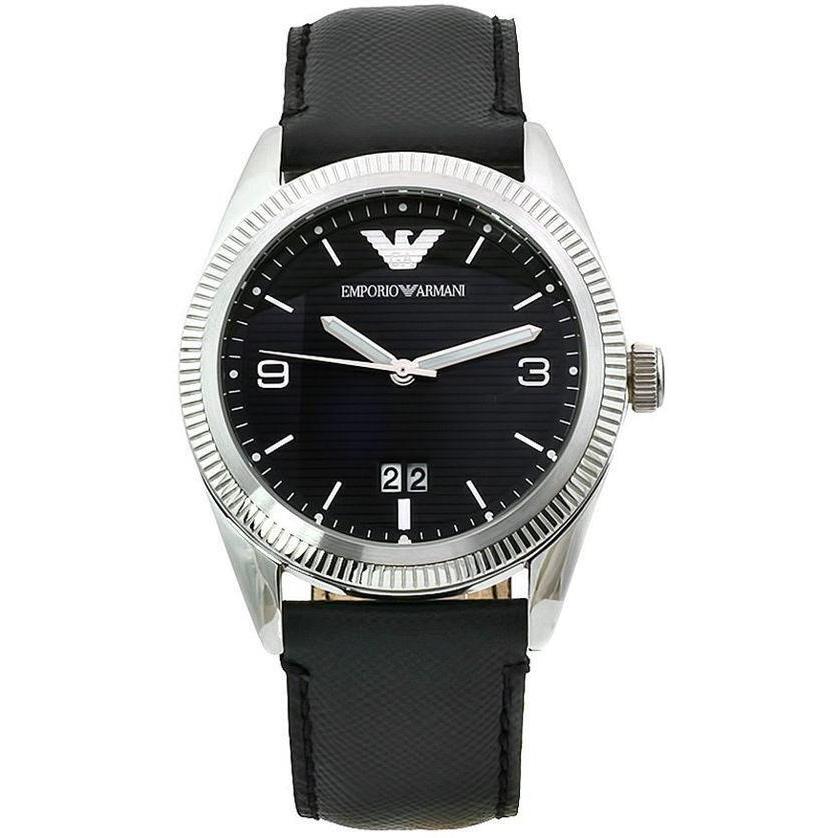 Emporio Armani AR5893 Sports Black Leather Band Mens Watch - Black