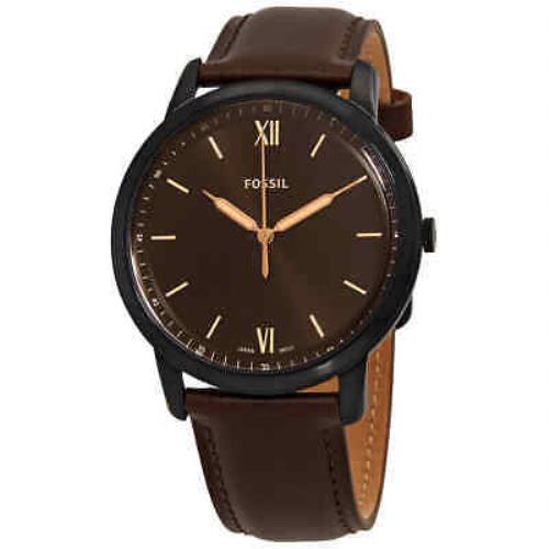 Fossil The Minimalist 3H Quartz Brown Dial Men`s Watch FS5551 - Brown Dial, Brown Band