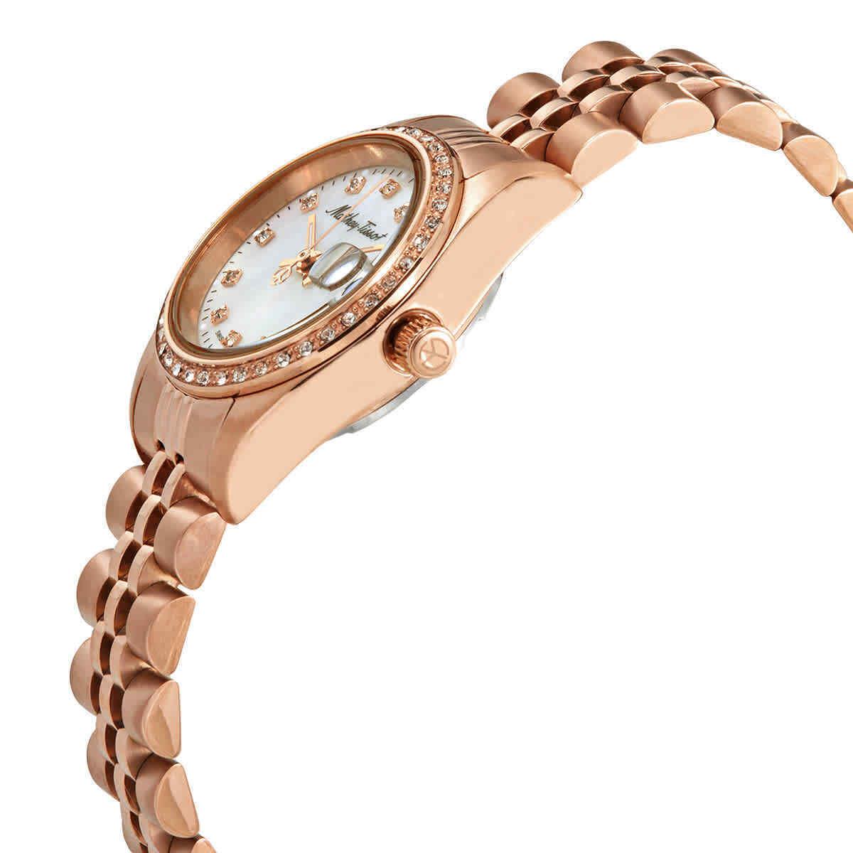 Mathey-tissot Mathy IV Mop Dial Ladies Watch D709RQI - Dial: Mother of Pearl, Band: Rose Gold-tone, Bezel: Rose Gold-tone