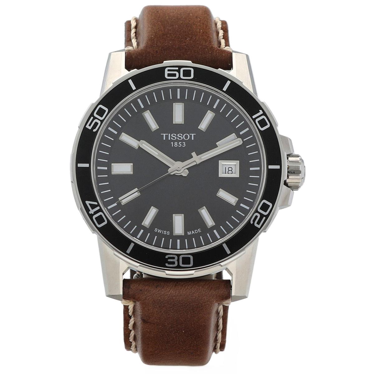 Tissot T125.610.16.051.00 Supersport Gent Brown Leather 44mm Quartz Men`s Watch