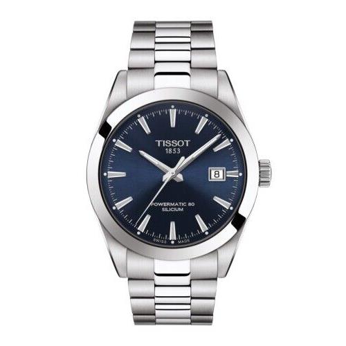 Tissot T1274071104100 Gentleman Powermatic 80 Silicium T127.407.11.041.00 - Face: Blue, Dial: Blue, Band: Silver