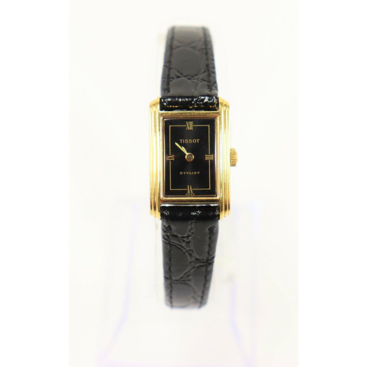 Tissot Ladies Stylist Winding Watch Vintage 1970`s/1980`s Black Band