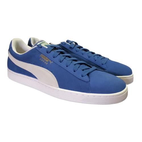 Puma Suede Classic Plus Mens 7 Sneakers Shoes Olympian Blue White Lace Up - Blue white