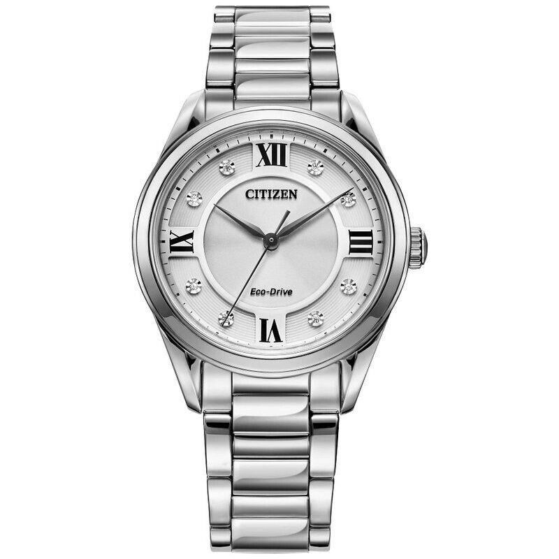 Citizen Eco-drive Arezzo Diamonds Sapphire Crystal Women`s 32mm Watch EM0870-58A