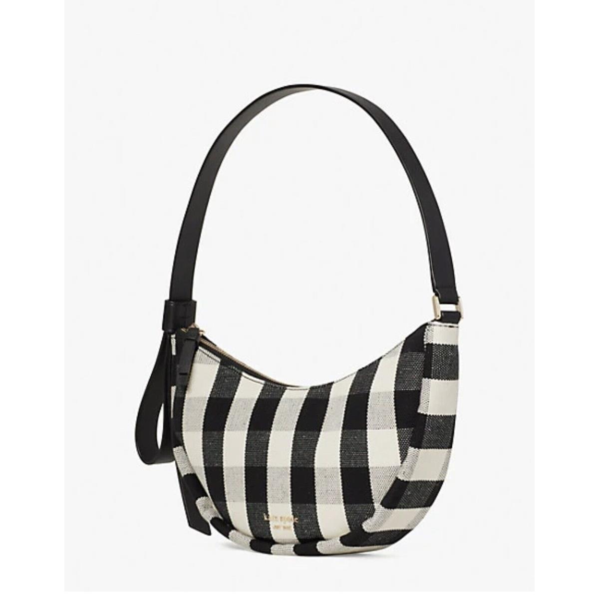 Kate Spade Gingham Smile Small Shoulder Bag Black/white Check Retail