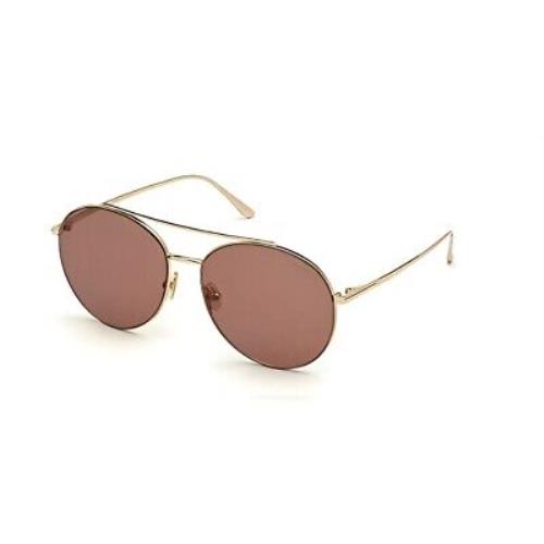 Tom Ford Sunglasses - FT 0757 Cleo 28Y - Rose Gold/pale Pink 59-16-140 - Gold Frame, Pink Lens
