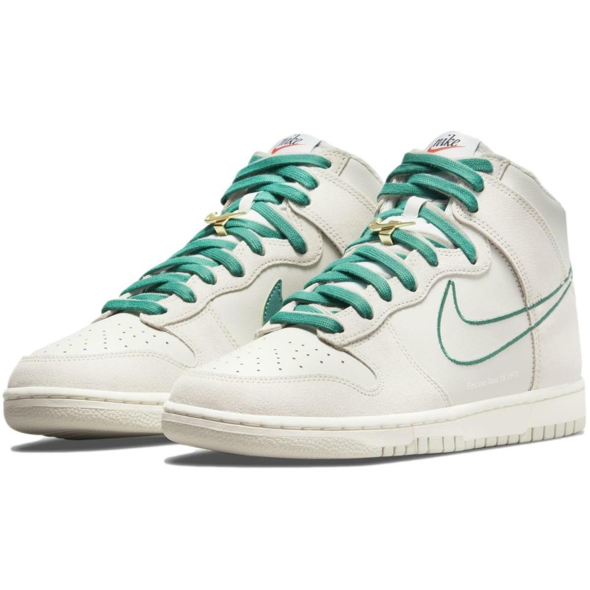 Nike Men`s Dunk High SE `first Use Pack - Green Noise` Shoes Sneakers DH0960-001 - Light Bone/Green Noise