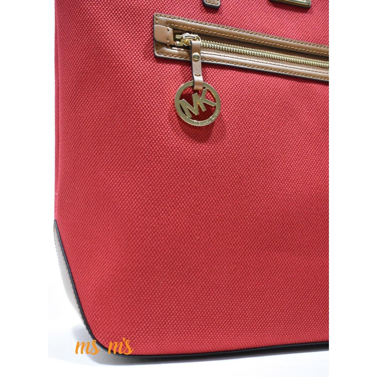 Michael Kors Red Yellow Canvas Tote Bag Handbag Large Shoulder Shopper Bag