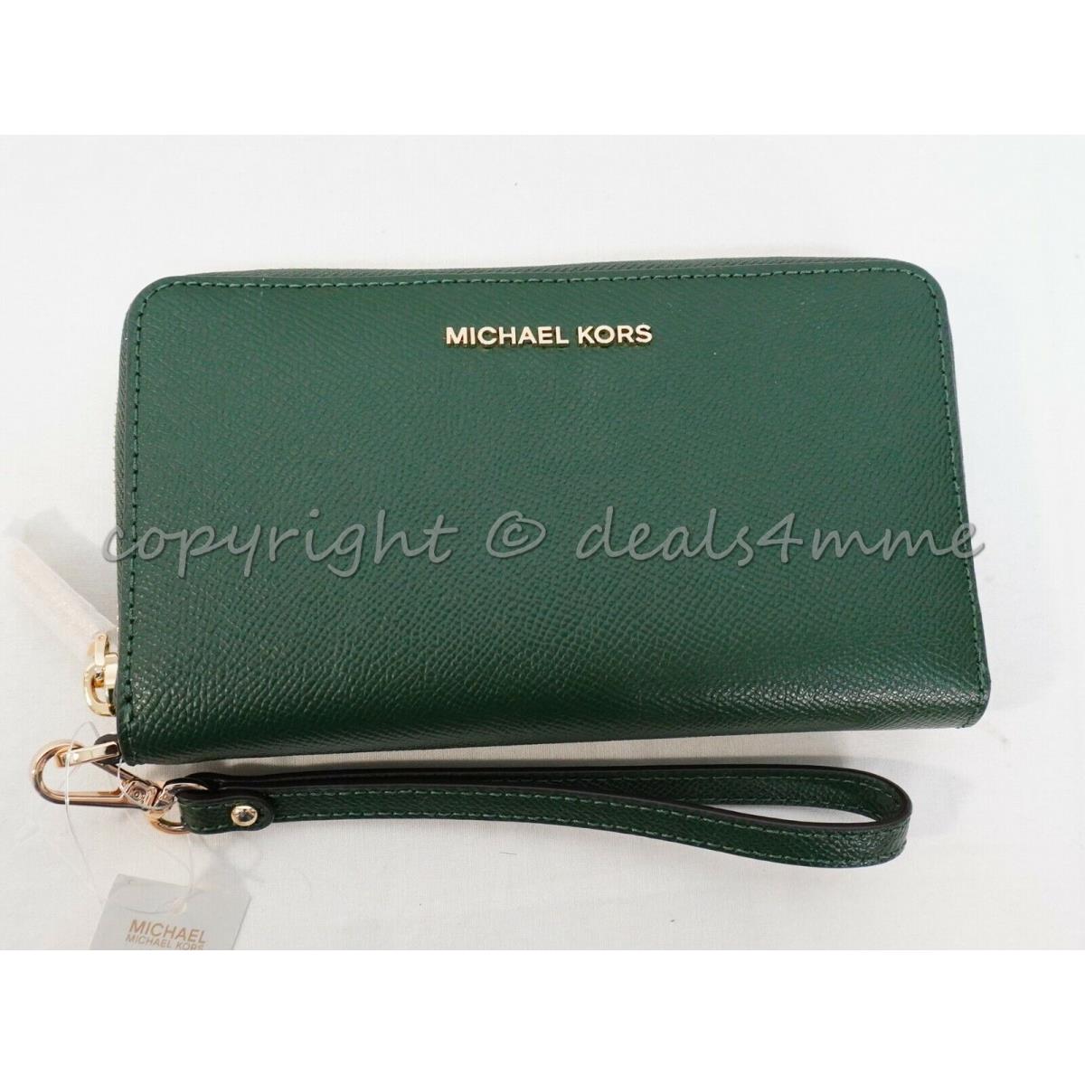 Michael Kors 32H4GTVE9L Large Flat Multi-function Phone Case in Moss