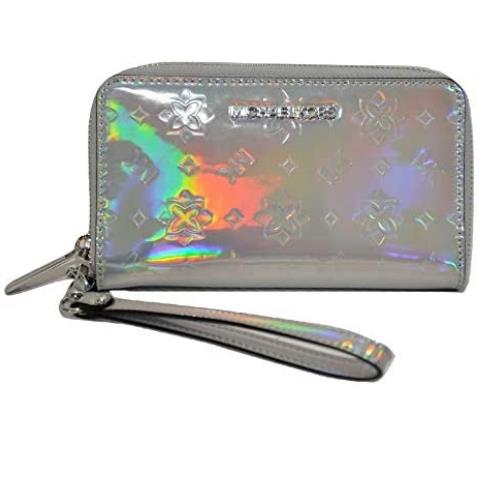Michael Kors Jet Set Travel LG MF Phone Case/wristlet Wallet-silver - Silver