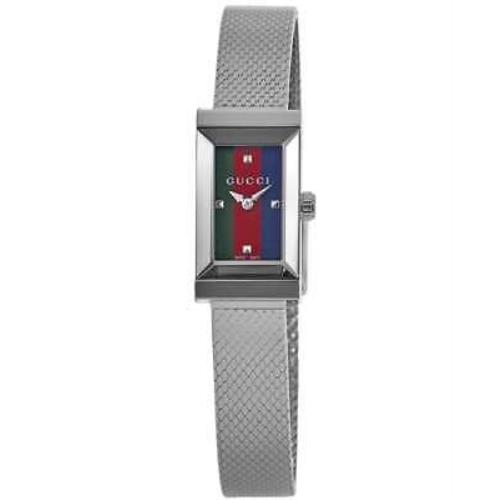 Gucci G-frame Green Red and Blue Dial Stainless Women`s Watch YA147510