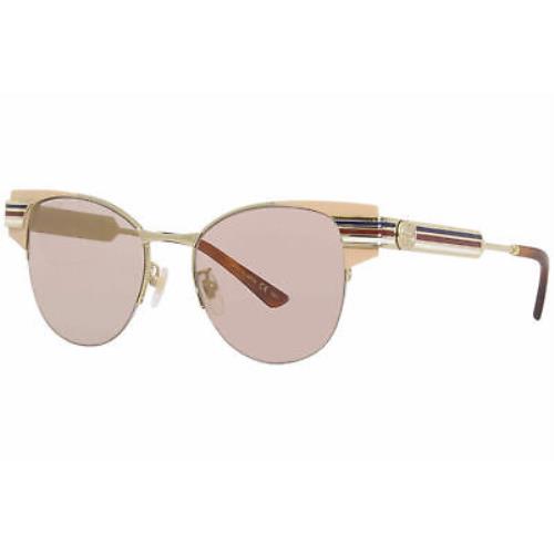 Gucci GG0521S 005 Sunglasses Gold Pink Frame Brown Pink Lenses 52mm