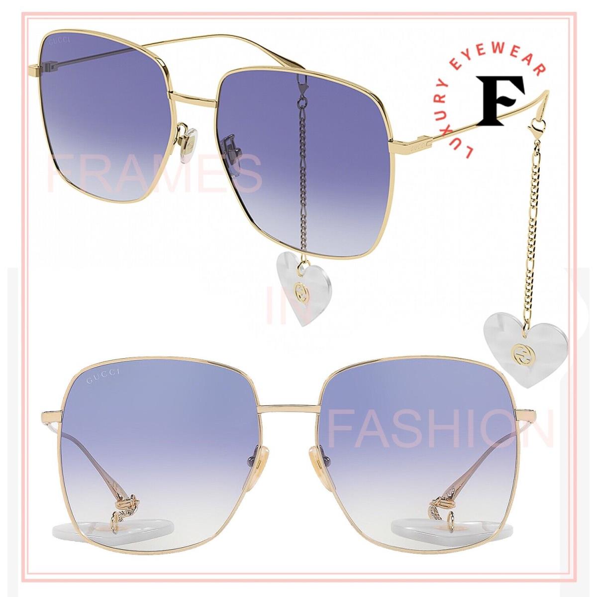 Gucci 1031 Gold Lilac Chain Pearl Heart Pendant 004 Sunglasses GG1031S