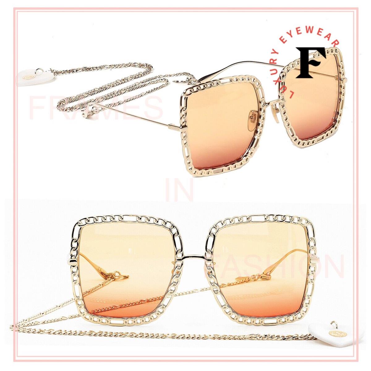 Gucci 1033 Gold Orange Chain Necklace Pearl Heart Pendant 001 Sunglasses GG1033S