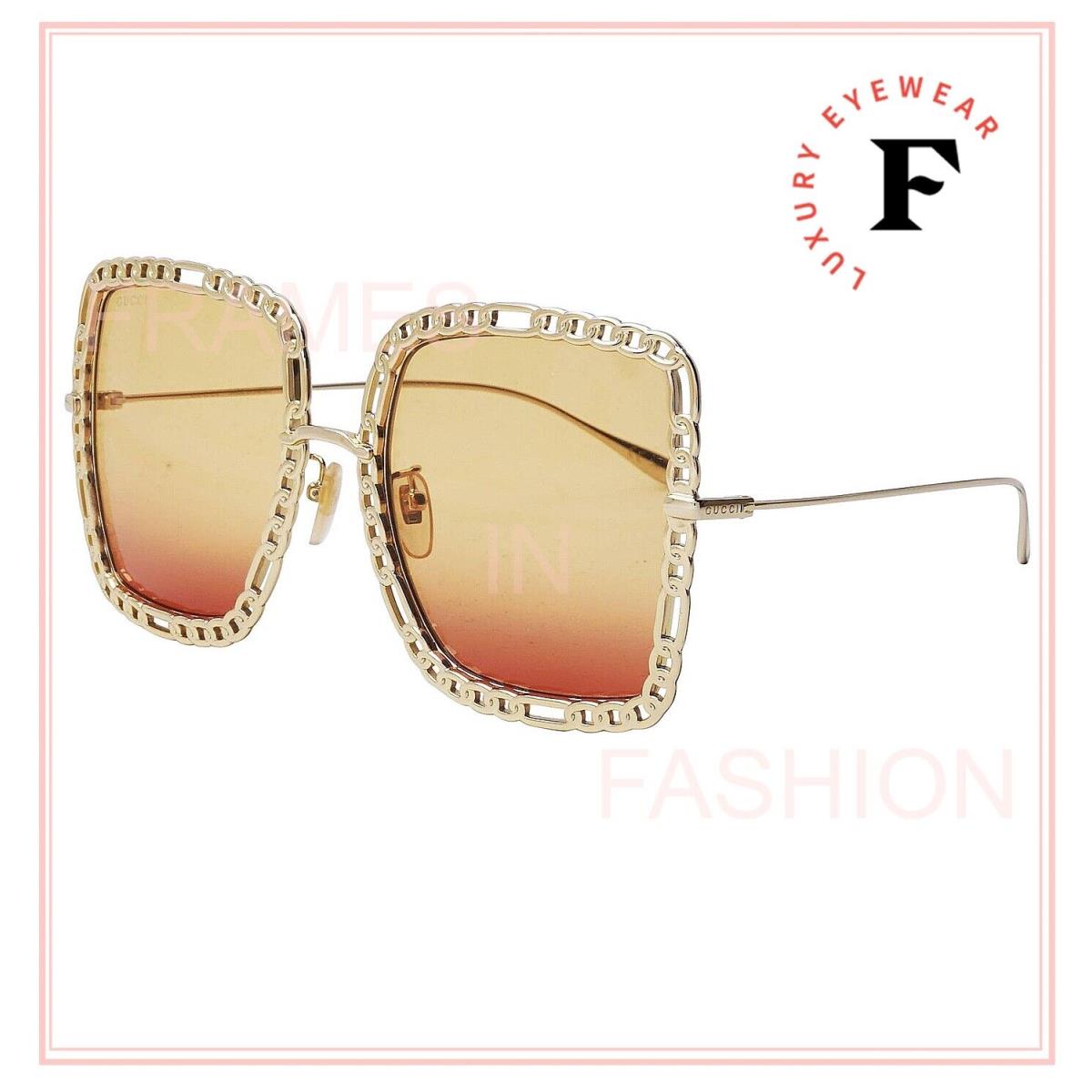 Gucci sunglasses  - 001 , Gold Frame, Orange Lens