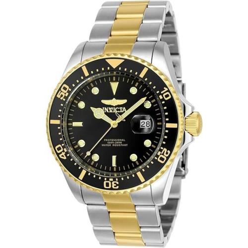 Invicta Men`s 43mm Pro Diver Blue Black Dial Two Tone SS Bracelet 200m Watch