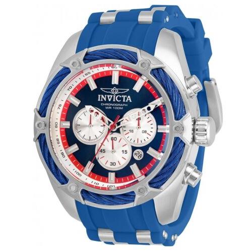 Invicta Bolt Blue Cable Men`s 52mm Silicone Chronograph Watch 31064