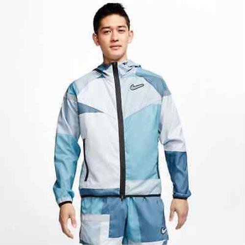 Nike Wild Run Windbreaker Running Jacket Blue White Mens XL Extra Large Packable