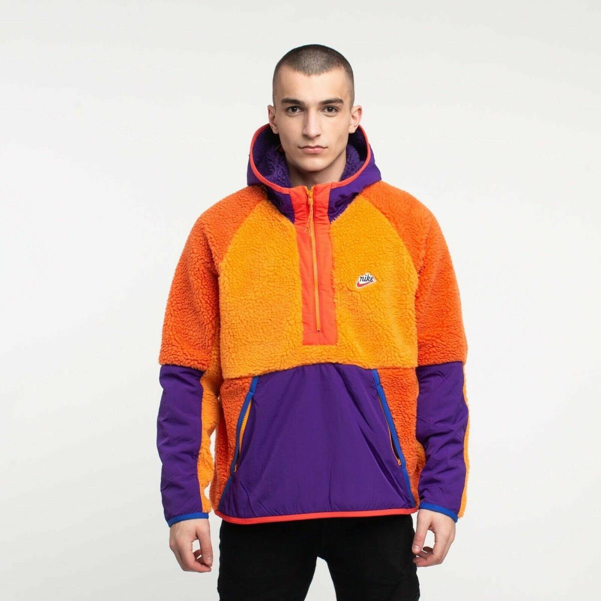 Nike Sportswear Half Zip Sherpa Hoodie Orange Purple Blue BV3766-886 Men 2XL