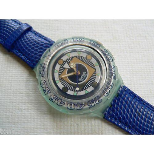 1995 Scuba 200 Swatch Watch Leather Band S Dpol SDG106