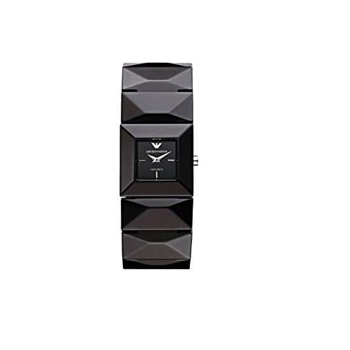 Emporio Armani All Black Pyramid Shape Ceramic Band Bracelet Watch AR1437