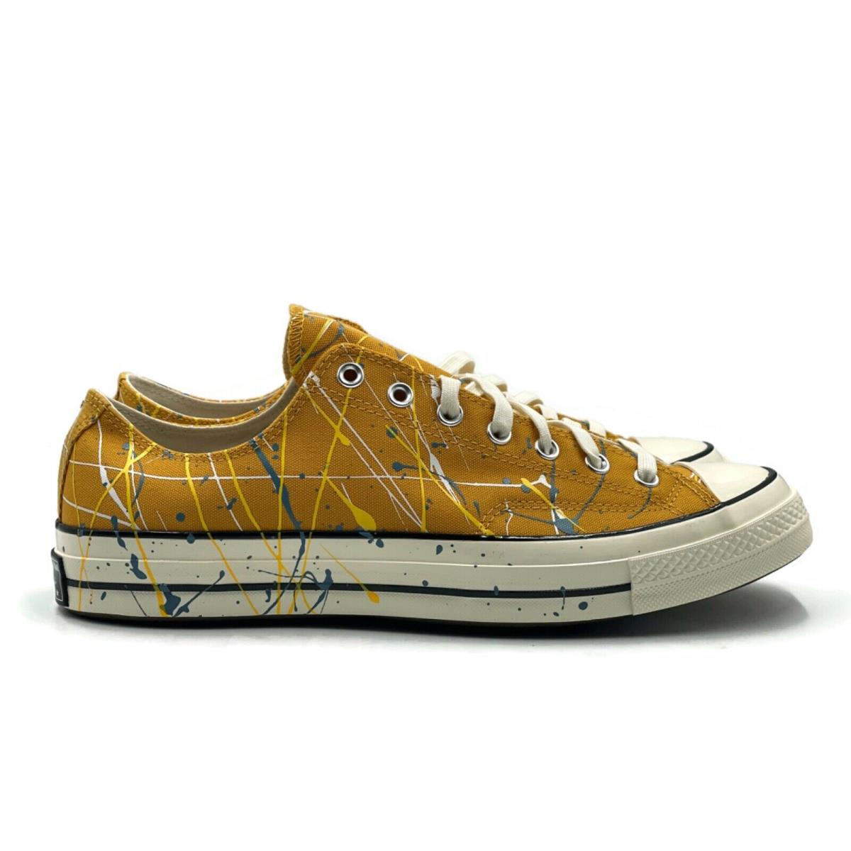 Converse Chuck 70 OX Paint Splatter Mens Skate Shoe Gold White Trainer Sneaker