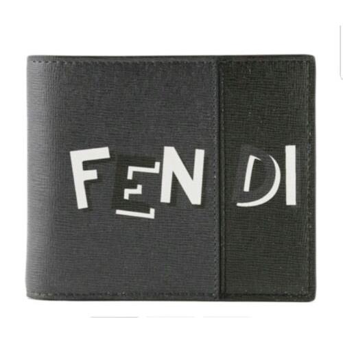 Fendi Vocabulary Saffiano Grey Leather Bifold Wallet