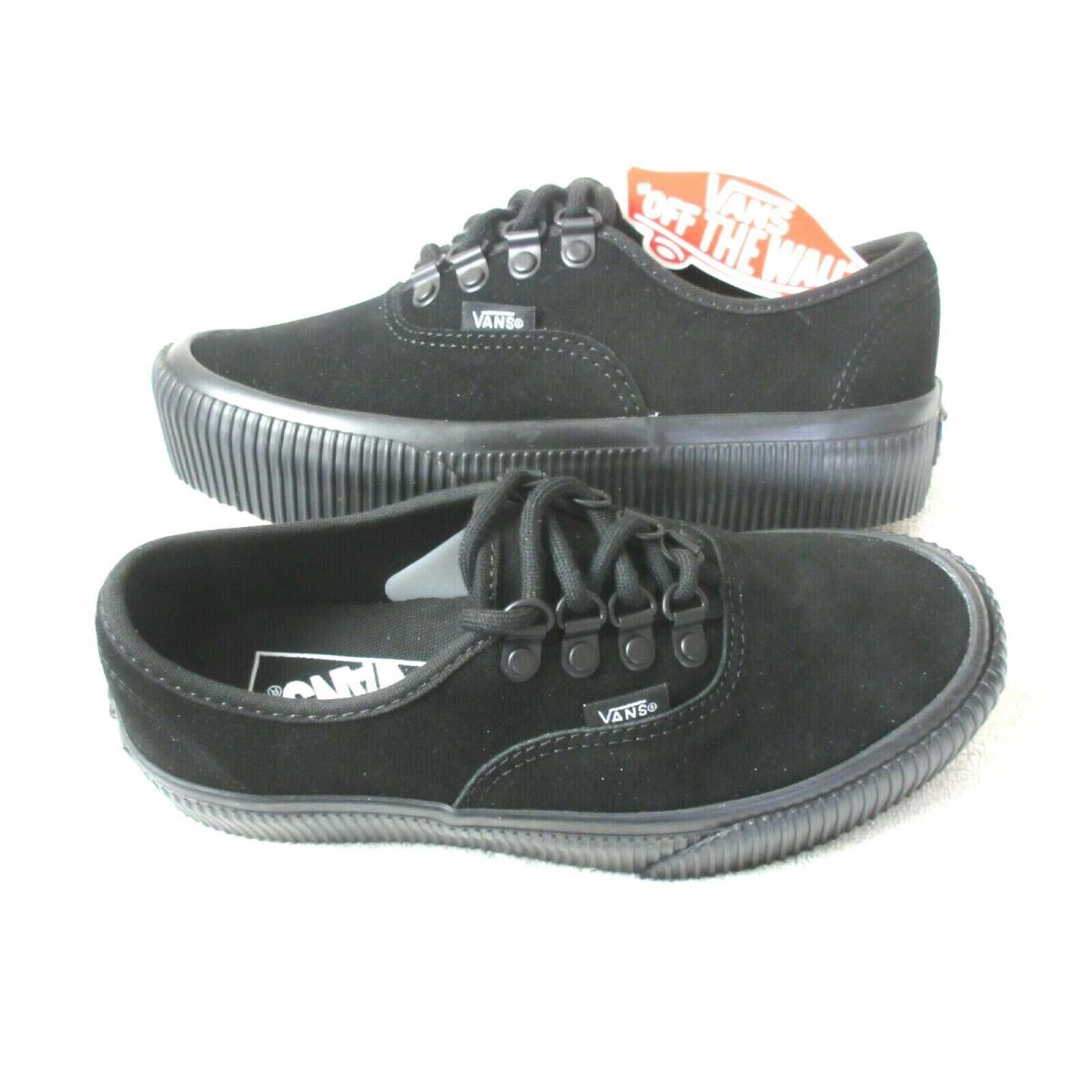 Vans Authentic Platform Women`s Platform Embossed Double Black Suede Shoes Size 5