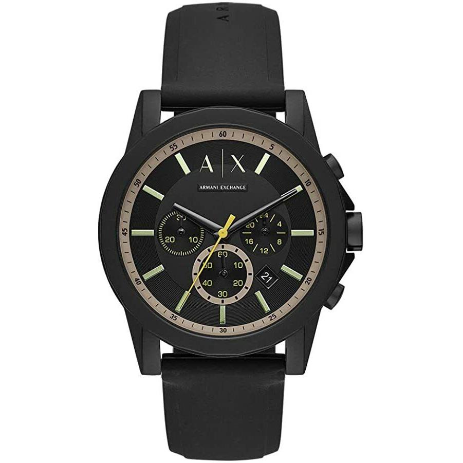 Armani Exchange Outerbanks Black Dial Round Chronograph Band Watch - AX1343