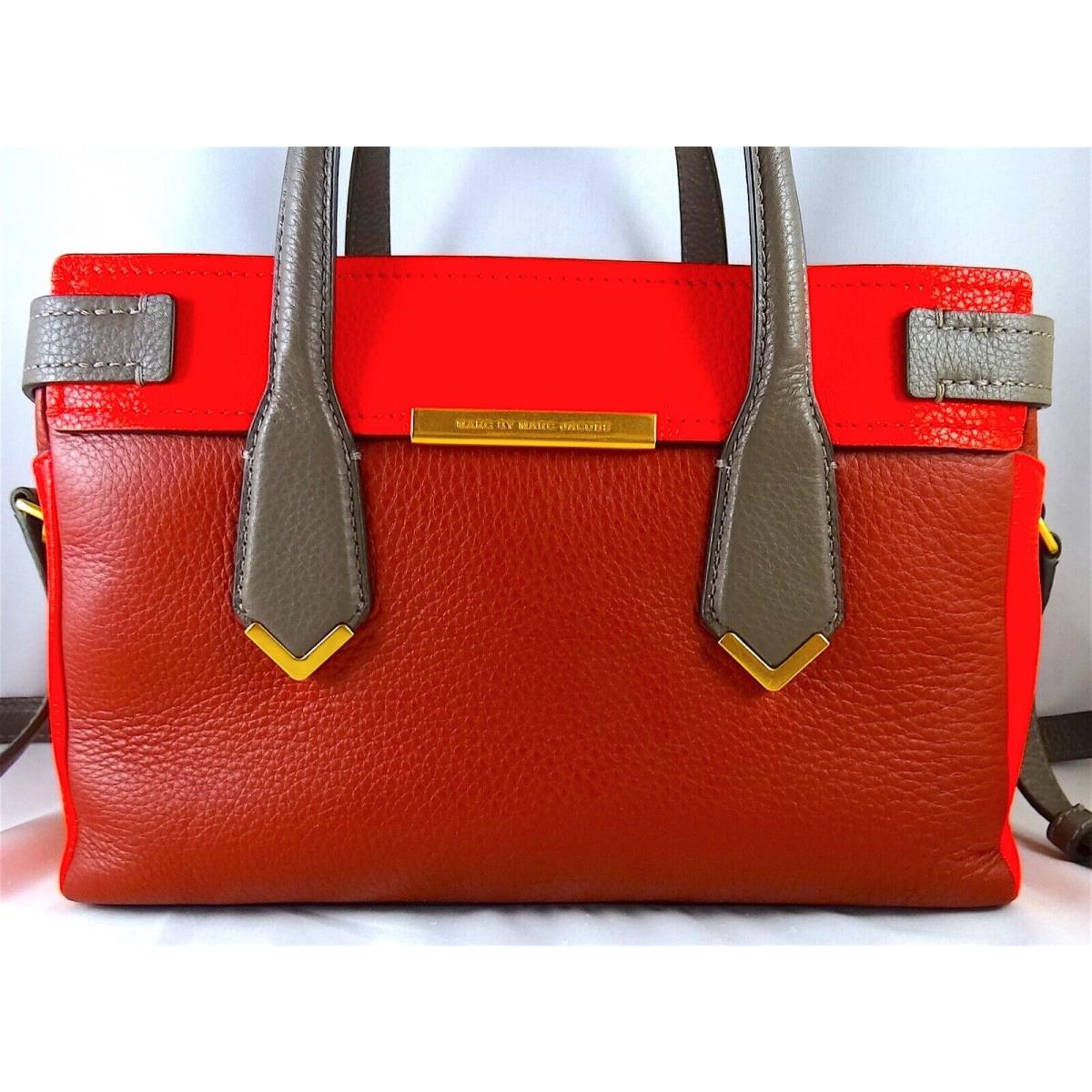 Marc Jacobs Hail TO Queen Liz Red Multi Coloblock Leather Large Satchel Bag