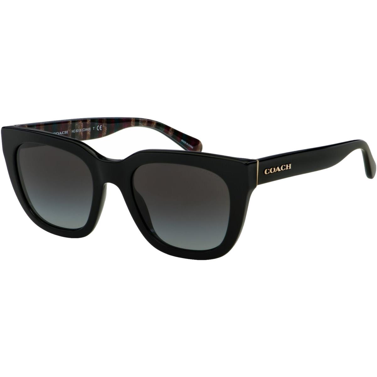 Coach Women`s Black Soft Square Sunglasses w/ Gradient Lens - HC8318-50028G-52